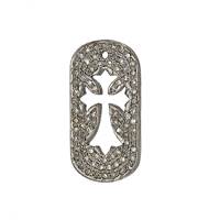 Rhodium Silver Cross Diamond Charm 22mm