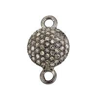 Rhodium Sterling Silver Disc Diamond Connector C-5