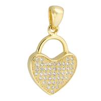 Vermeil Gold Cubic Zirconia Heart 19mm Charm