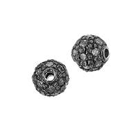 Rhodium Sterling Silver Diamond Bead