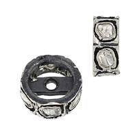 Rhodium Sterling Silver 24pts 8X2mm Diamond Roundel Bead