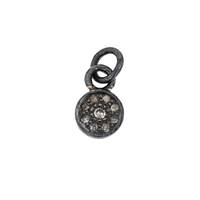 Rhodium Sterling Silver 6mm Diamond Disc Charm