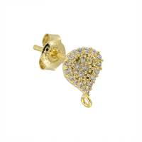 Cubic Zirconia Vermeil Stud Pear Earring With Ring