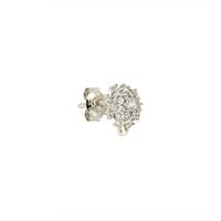 Rhodium Sterling Silver Cubic Zirconia Stud Daisy Earring