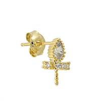 Cubic Zirconia Vermeil Stud Drop Earring 6mm