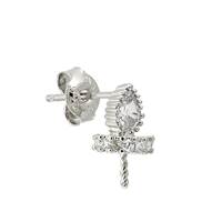 Rhodium Sterling Silver Cubic Zirconia Stud Drop Earring