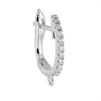 Rhodium Sterling Silver Cubic Zirconia U-Leverback Earring