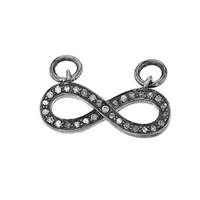 Rhodium Sterling Silver Diamond Infinity Pendant 20x8mm