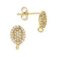 Vermeil 8X6.5mm Cubic Zirconia Oval Stud Earring