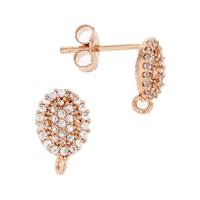 Rose Gold Vermeil 8X6.5mm Cubic Zirconia Oval Stud Earring