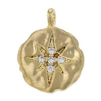 Vermeil Gold 10.6mm Cubic Zirconia Starburst Charm