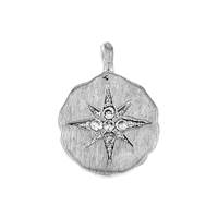 Rhodium Silver 7.8mm Cubic Zirconia Starburst Charm