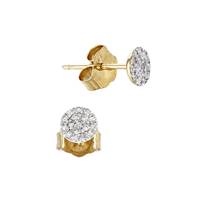 14K Diamond Pave Round Disc Earring