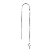 Sterling Silver U-Threader Cable Chain Earwire Earring With Pearl Cup