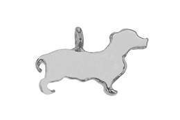 Rhodium Plated Sterling Silver Dog Charm