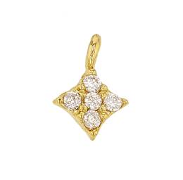 Vermeil Gold 4 Point Star Cubic Zirconia 4mm Charm