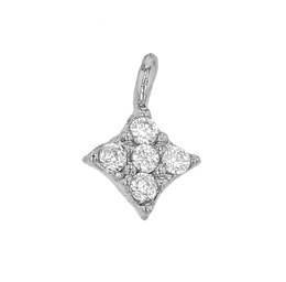 Rhodium Silver 4 Point Star Cubic Zirconia 4mm Charm