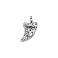 Rhodium Silver 6X3mm Cubic Zirconia Tusk Charm