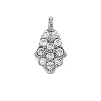 Rhodium Silver 6X4mm Cubic Zirconia Charm