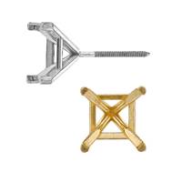 Metal Mold 4 Prong Double Wire Tapered Square Earring With 0.76mm Screw Post