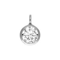 Sterling Silver 4mm Cubic Zirconia Bezel Drop With Perpendicular Ring