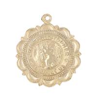 14K Round ST Christopher Charm With Design