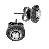 Rhodium Sterling Silver Diamond 11mm Earring