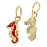 14K Seahorse Charm, Red