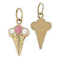 14K Ice Cream Charm, White and Pink