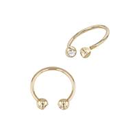 14K Cubic Zirconia Hoop Nose Ring With Screw Ball