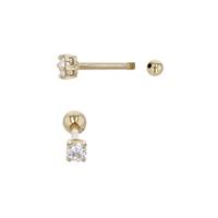 14K Cubic Zirconia Stud 3mm Ball Screw Stud Earring