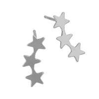 Sterling Silver 3 Stars Stud Earring