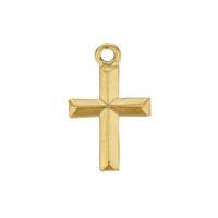 Gold Filled Cross Charm, Convex