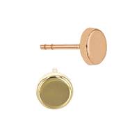 14K Flat Round Circle Disc Stud Earring