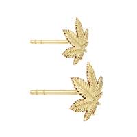 14K Leaf Stud Earring