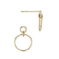 14K Double Loop Circle Drop Stud Earring