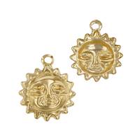 14K Sun Face Charm