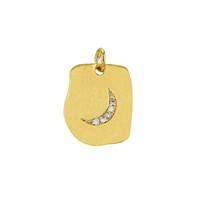 Vermeil Gold Rectangle Cubic Zirconia Moon Charm