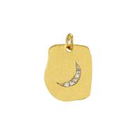 Vermeil Gold Rectangle Cubic Zirconia Moon Charm