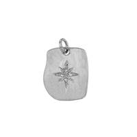 Rhodium Plated Sterling Silver Rectangle Cubic Zirconia Star Charm