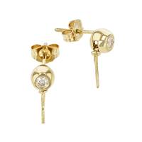 14K Diamond Bezel Earring With Dangling Peg For Pearl