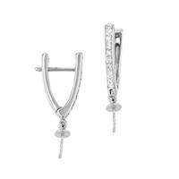 14K DIAMOND PEARL DROP LEVERBACK EARRING