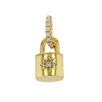 Vermeil Cubic Zirconia Starburst Padlock Charm