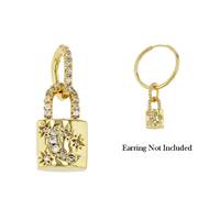 Vermeil Gold Cubic Zirconia Moon Star Padlock Charm