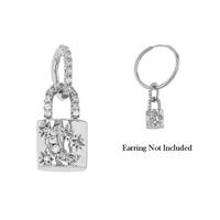 Rhodium Silver Cubic Zirconia Moon Star Padlock Charm