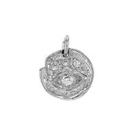 Rhodium Silver Cubic Zirconia Eye Charm