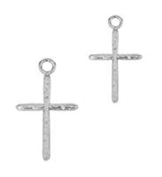 Rhodium Plated Sterling Silver Cross Charm