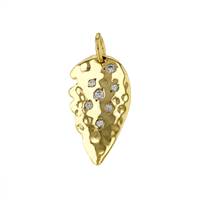 Vermeil Gold Cubic Zirconia Leaf 22X12mm Charm