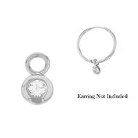 Rhodium Silver Cubic Zirconia Bezel Charm