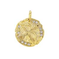 Vermeil Gold Cubic Zirconia Bow and Arrow Disc Charm